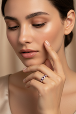 Diamond Ruby Eternity Band on Model