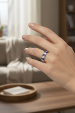 Diamond Sapphire Anniversary Ring on Model