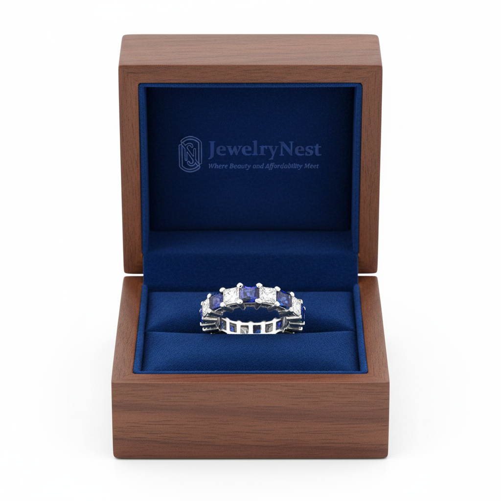 Diamond Sapphire Eternity Band in JewelryNest Box