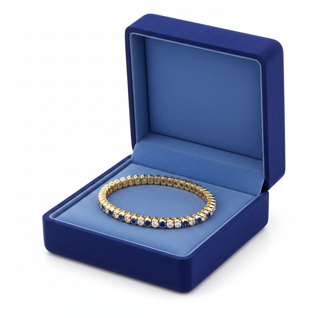 Diamond Sapphire Tennis Bracelet in box