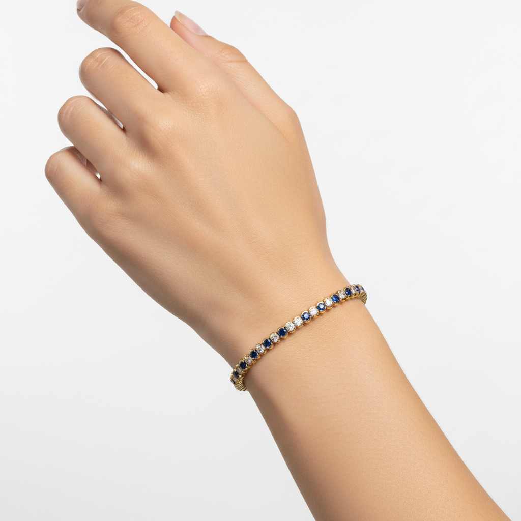Diamond Sapphire Tennis Bracelet on model