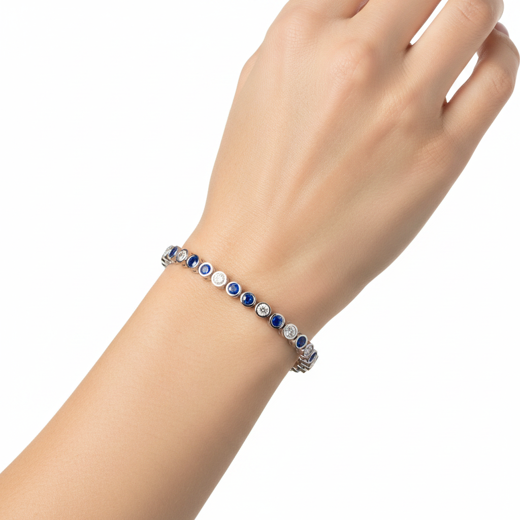 Diamond Sapphire Tennis Bracelet on model