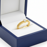 Diamond Solitaire Stackable Ring in Royal Blue Wooden Box