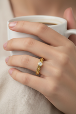 Diamond Solitaire Stackable Ring on Model