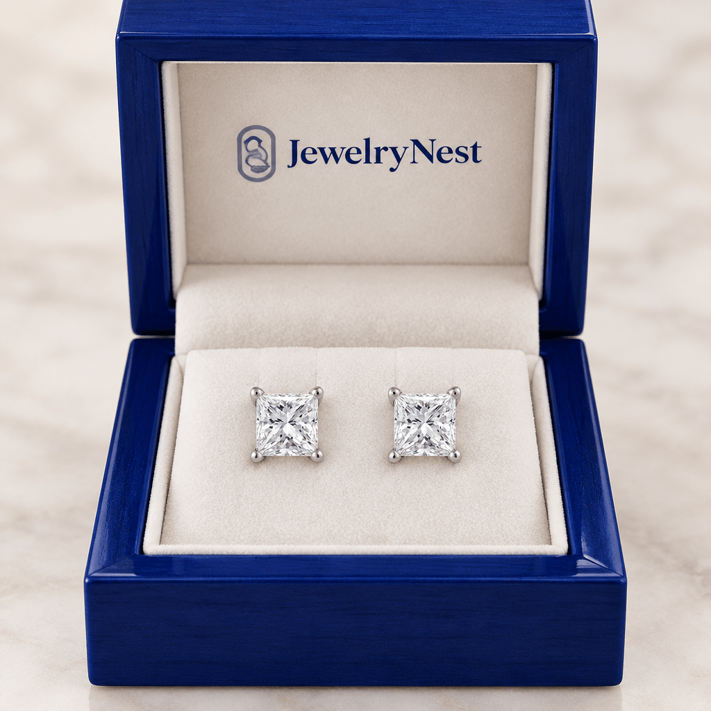14K Gold Princess Cut Prong Diamond Earring Stud (0.50 ct. tw) - JewelryNest LLC