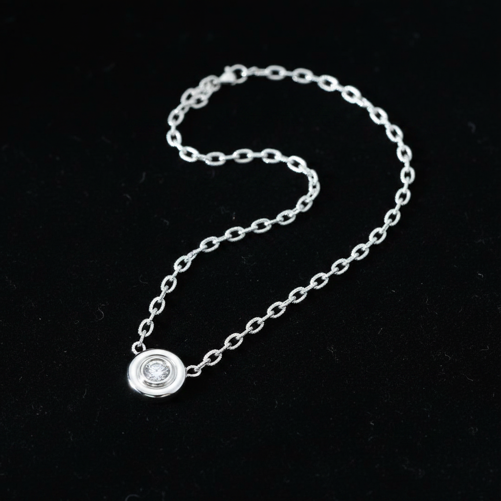 Donut Bezel - White Gold Flat Lay