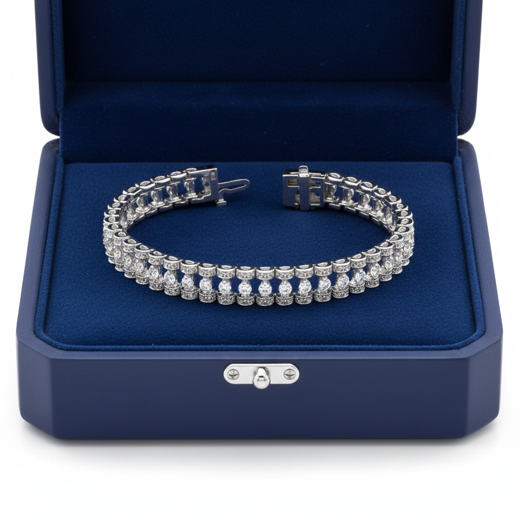 Double-Row Diamond Tennis Bracelet in box