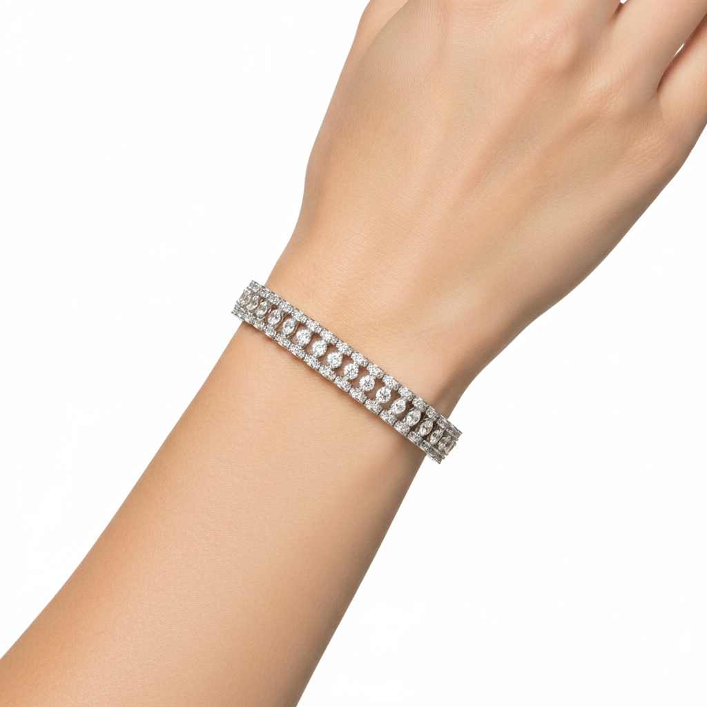 Double-Row Diamond Tennis Bracelet on model