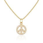 14k Yellow Gold Diamond Peace Sign Necklace (0.25.ct.tw)