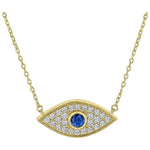 14k Yellow Gold Evil Eye Sapphire Diamond Necklace (0.84.ct.tw)
