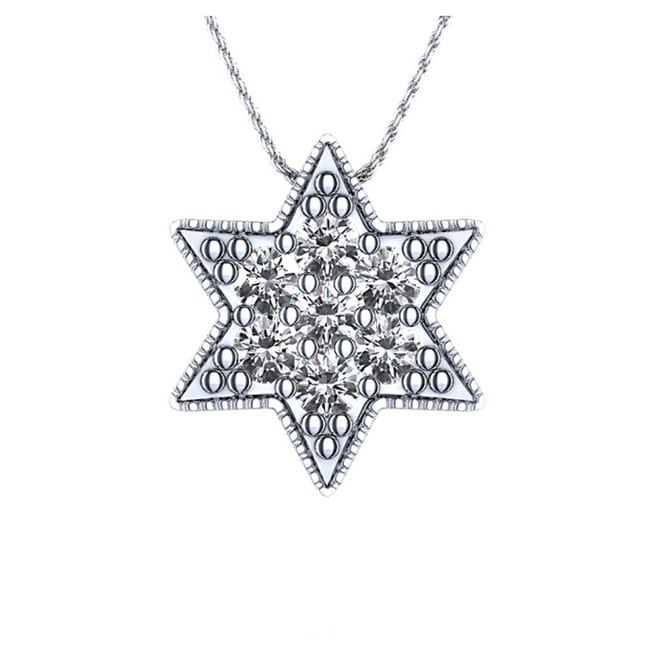 14k Gold Diamond Star of David Necklace (0.49.ct.tw)