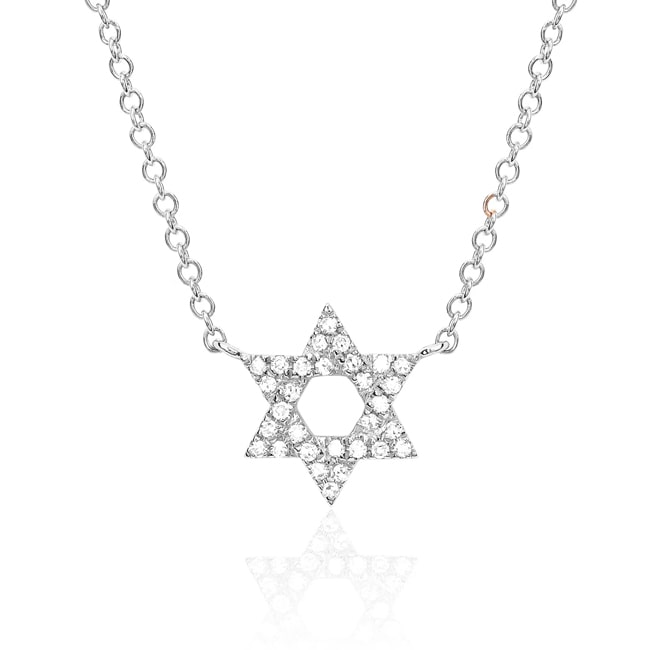 14k Gold Open Diamond Star Of David Necklace (0.30.ct.tw)