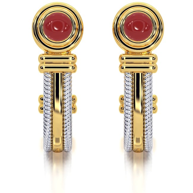 14k Gold Ruby Stone Half Hoop Earrings (0.50.ct.tw)