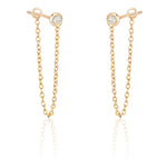 14k Gold Round Tread Diamond Chandelier Earring (0.10.ct.tw)