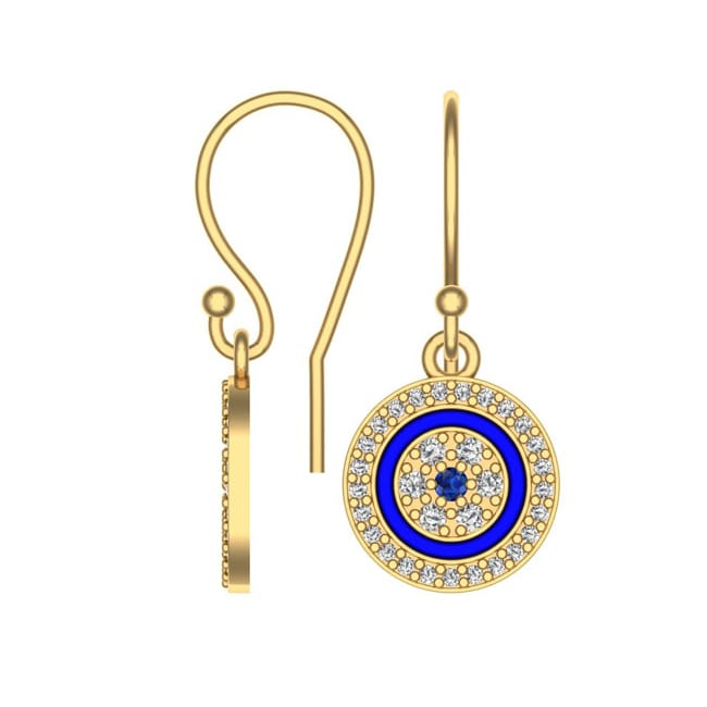 14k Yellow Disk Sapphire Diamond Earring (0.98.ct.tw)