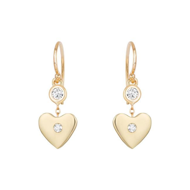 14k Gold Heart-Shaped Diamond Drop Earrings (0.12.ct.tw)