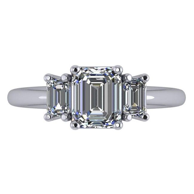 14k Gold Three Stone Emerald Cut Diamond Ring (1.0.ct.tw)