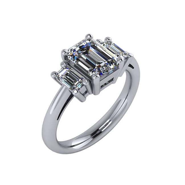 14k Gold Three Stone Emerald Cut Diamond Ring (1.0.ct.tw)