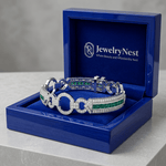 14k White Antique Look Emerald Diamond Bracelet (5.47.cts.tw) - JewelryNest LLC