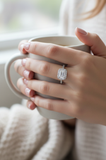 Emerald-Cut Diamond Engagement Ring on Model