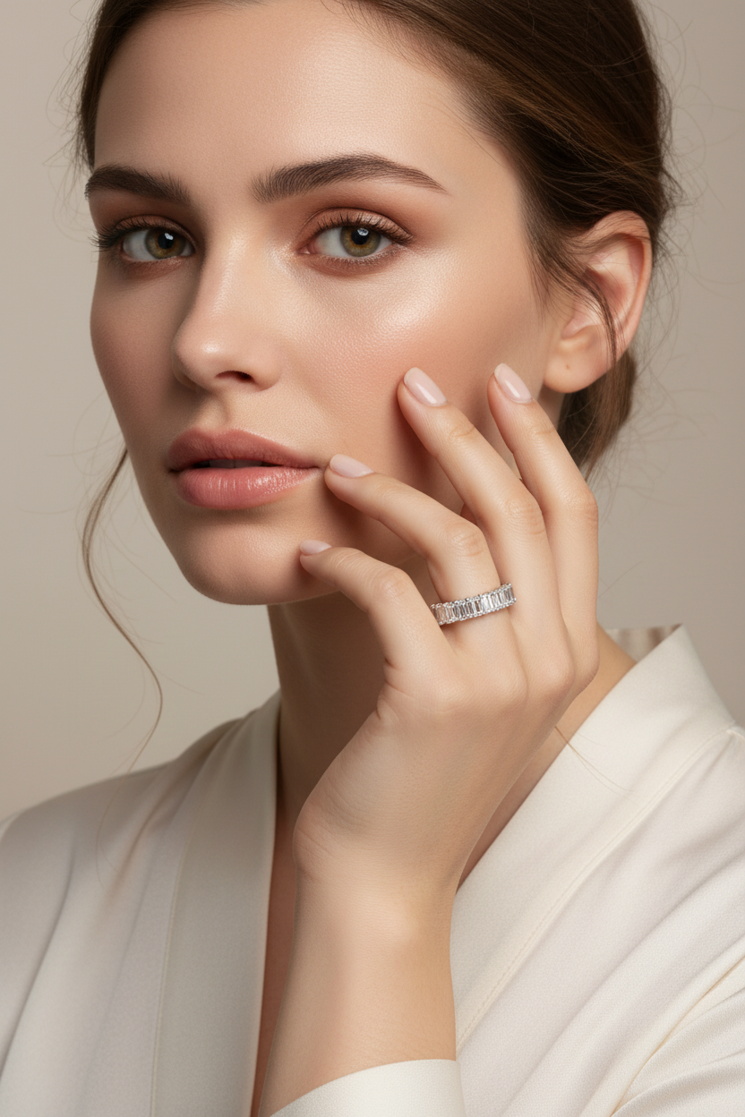 Emerald-Cut Diamond Eternity Band on Full Face Model
