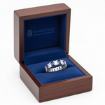 Emerald Cut Diamond Sapphire Eternity Band in JewelryNest Box