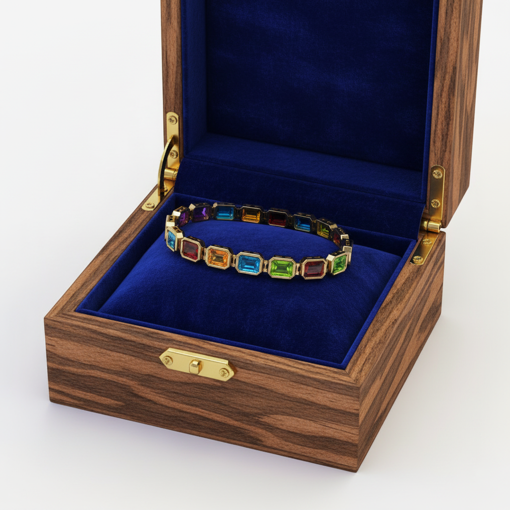 Emerald-Cut Multi-Color Bracelet in Box