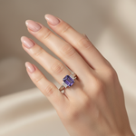 Emerald Cut Tanzanite Ring on Hand