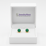 Emerald Prong Stud Earrings in Box with Logo