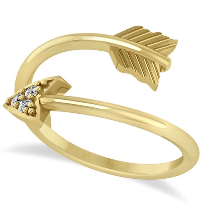 14k Yellow Gold Arrow Cupid Diamond Ring (0.06.ct.tw)