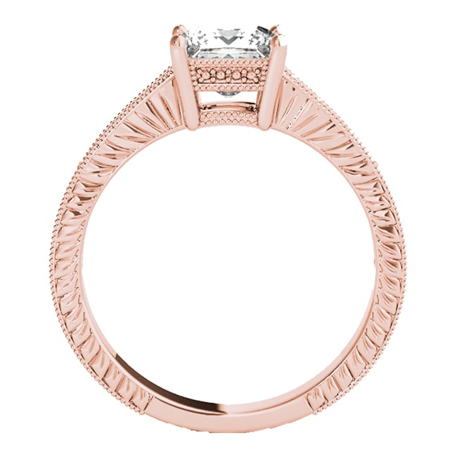 14K Rose Princess-Round Diamond Engagement Ring (1.20.cts.tw)