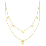 14K Yellow Gold Puffed Heart Multi-Strand Necklace (6.10.gr.tw)
