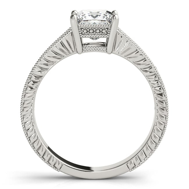 14K White Round-Princess Diamond Engagement Ring (1.30.cts.tw)