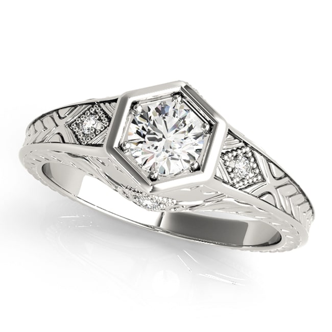 14K White Gold Vintage Diamond Engagement Ring (0.35.ct.tw)