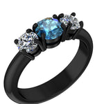 14k Black Gold 3 Stone Blue Diamond Ring (1.0.ct.tw) 