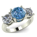 14k White Gold 3 Stone Blue Diamond Ring (1.35.cts.tw)