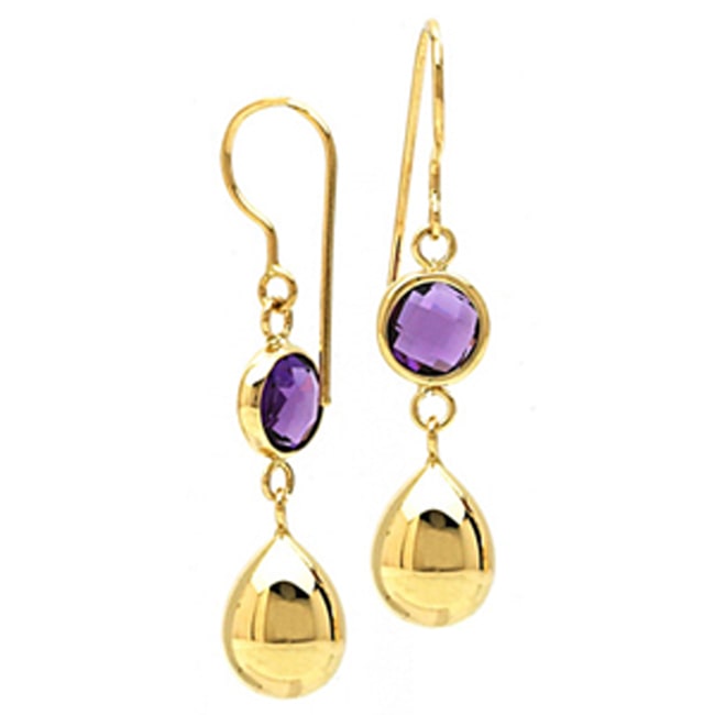 14k Solid Gold Tear-Drop Amethyst Earring (3.0.cts.tw)
