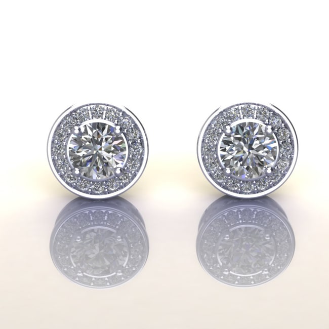 14k Gold Diamond Round Donut Stud Earring (1.89.cts.tw)