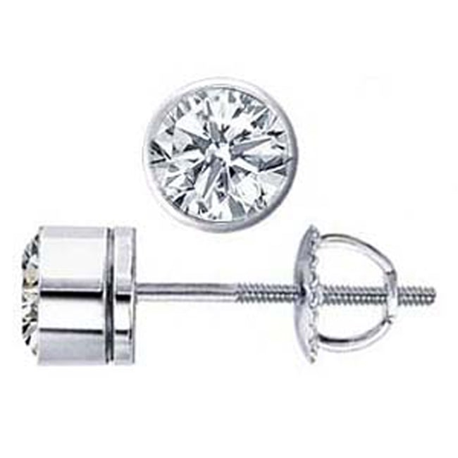 14K Solid Gold Diamond Bezel Stud Earrings (0.50.ct.tw)