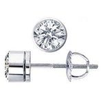 14k Solid Gold Round Bezel Diamond Stud Earring (1.0.ct.tw)