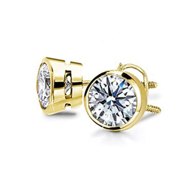 14K Gold Diamond Tapered Bezel Stud (0.50.ct.tw)