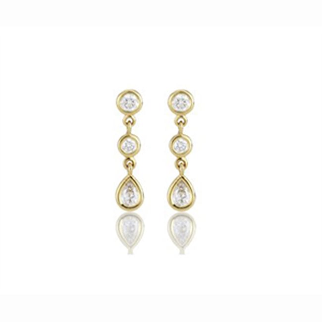 14K Diamond Tear-Drop Round Dangle Earring (0.64.ct.tw)