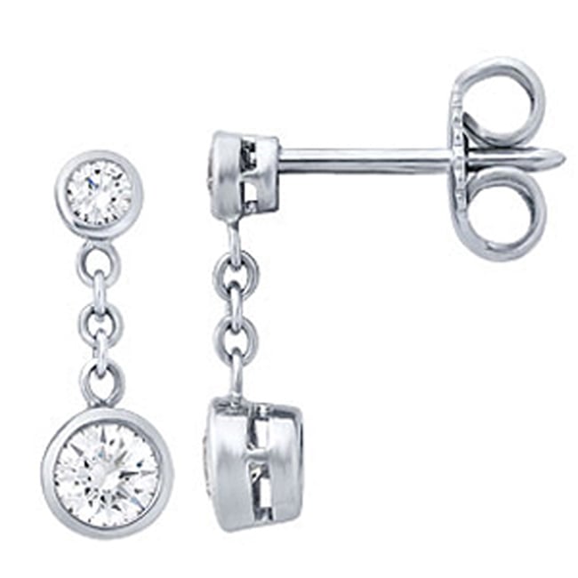 14K Gold Diamond Bezel Dangle Drop Earring (0.60.ct.tw) 