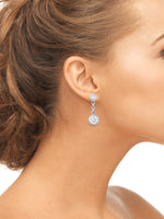 14K Gold Diamond Bezel Dangle Drop Earring On Woman Ear (0.60.ct.tw) 