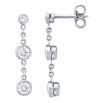 14K Gold Diamond Triple Bezel Drop Earrings (0.90.ct.tw)