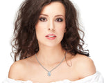 14k White Lab-Created Diamond Pendant Necklace On Woman Neck  (0.90.ct.tw)