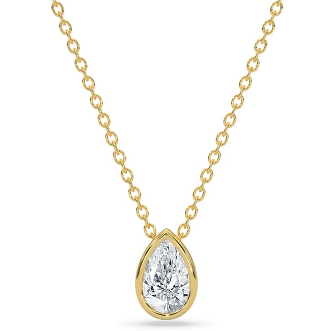 14k Yellow C.V.D Pear-Shape Diamond Pendant Necklace (0.90.ct.tw)