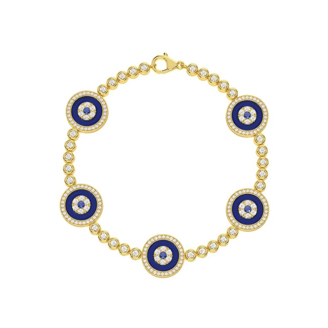 14k Gold Sapphire Diamond Evil Eye Bracelet  (2.30.cts.tw)  