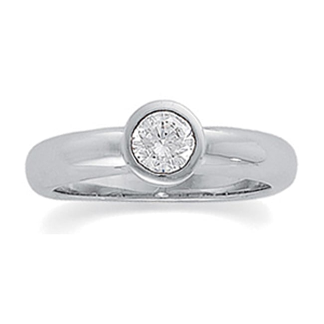 14k Gold Round Bezel Solitaire Diamond Ring (0.50.ct.tw)