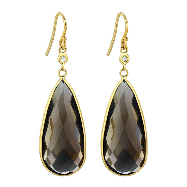 14k Gold Diamond Smoky-Topaz Dangle Earring (20.10 cts.tw)